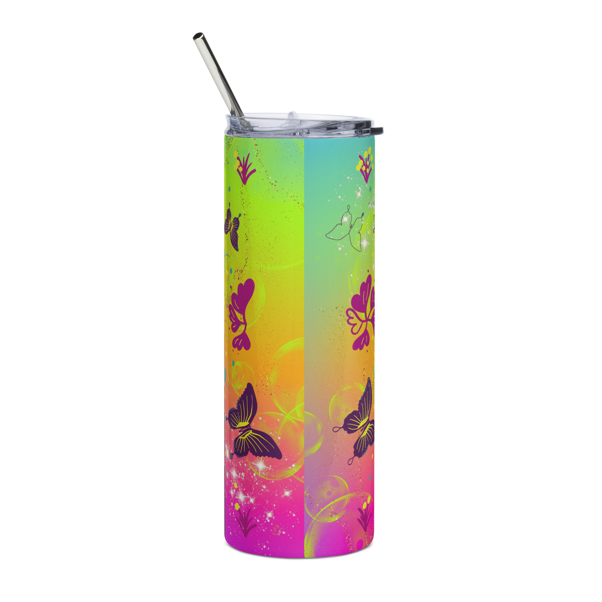 Rainbow Butterfly Neon Tumbler 20oz