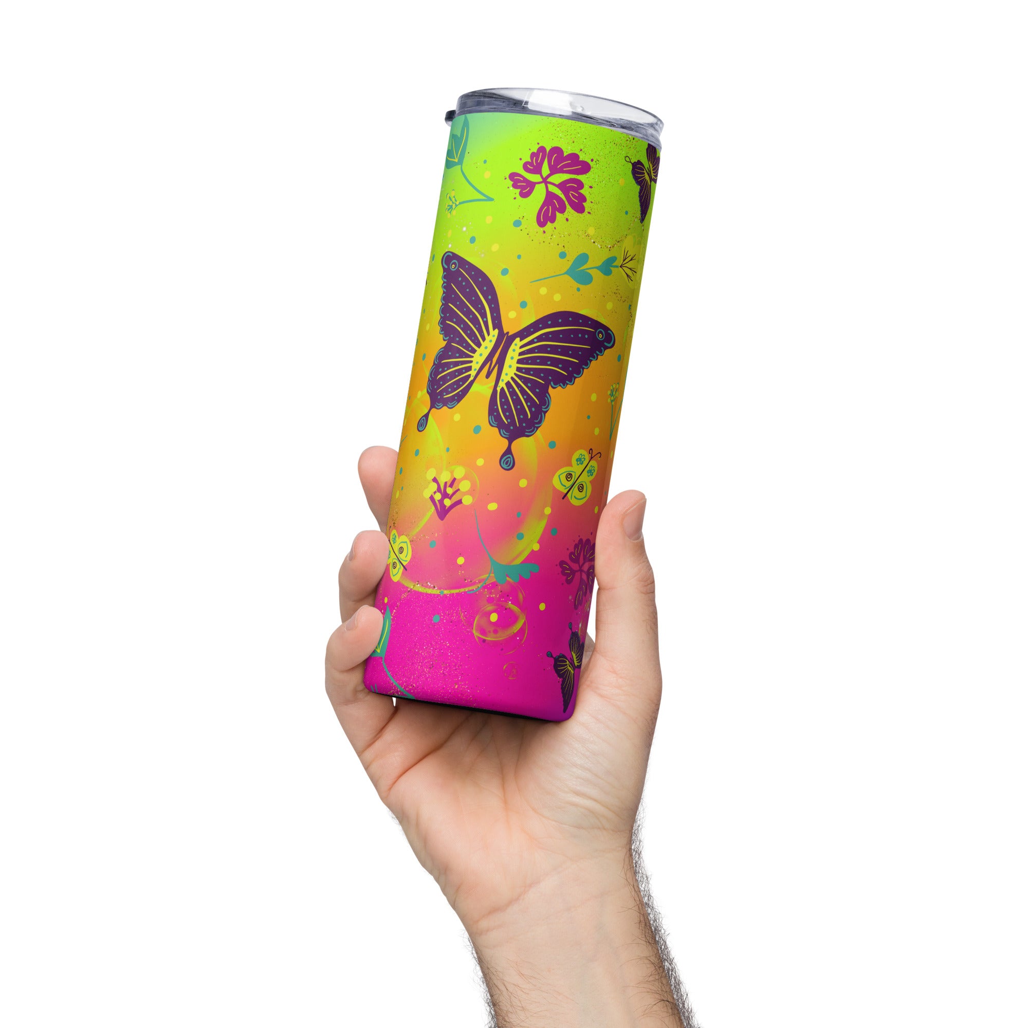 Rainbow Butterfly Neon Tumbler 20oz