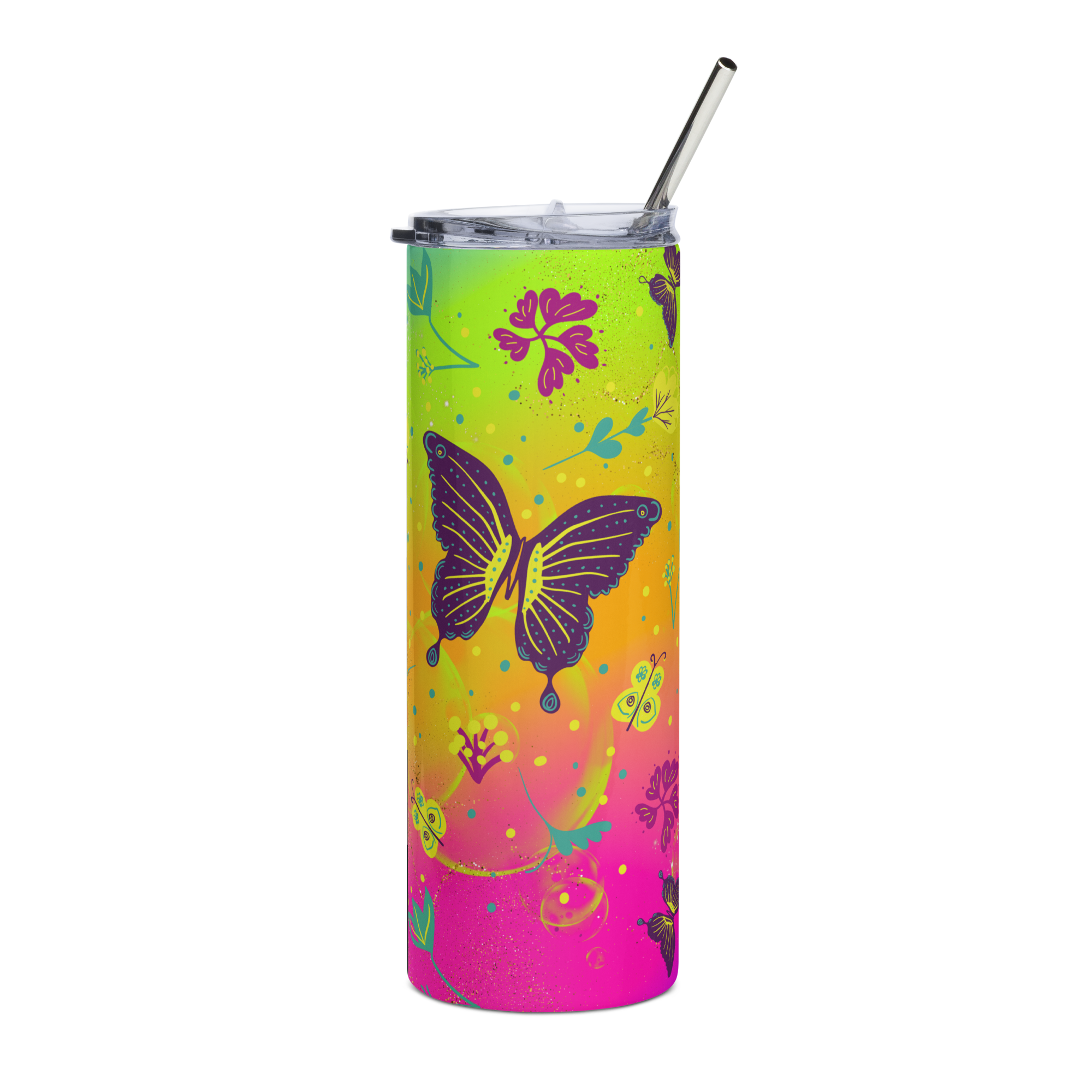 Rainbow Butterfly Neon Tumbler 20oz