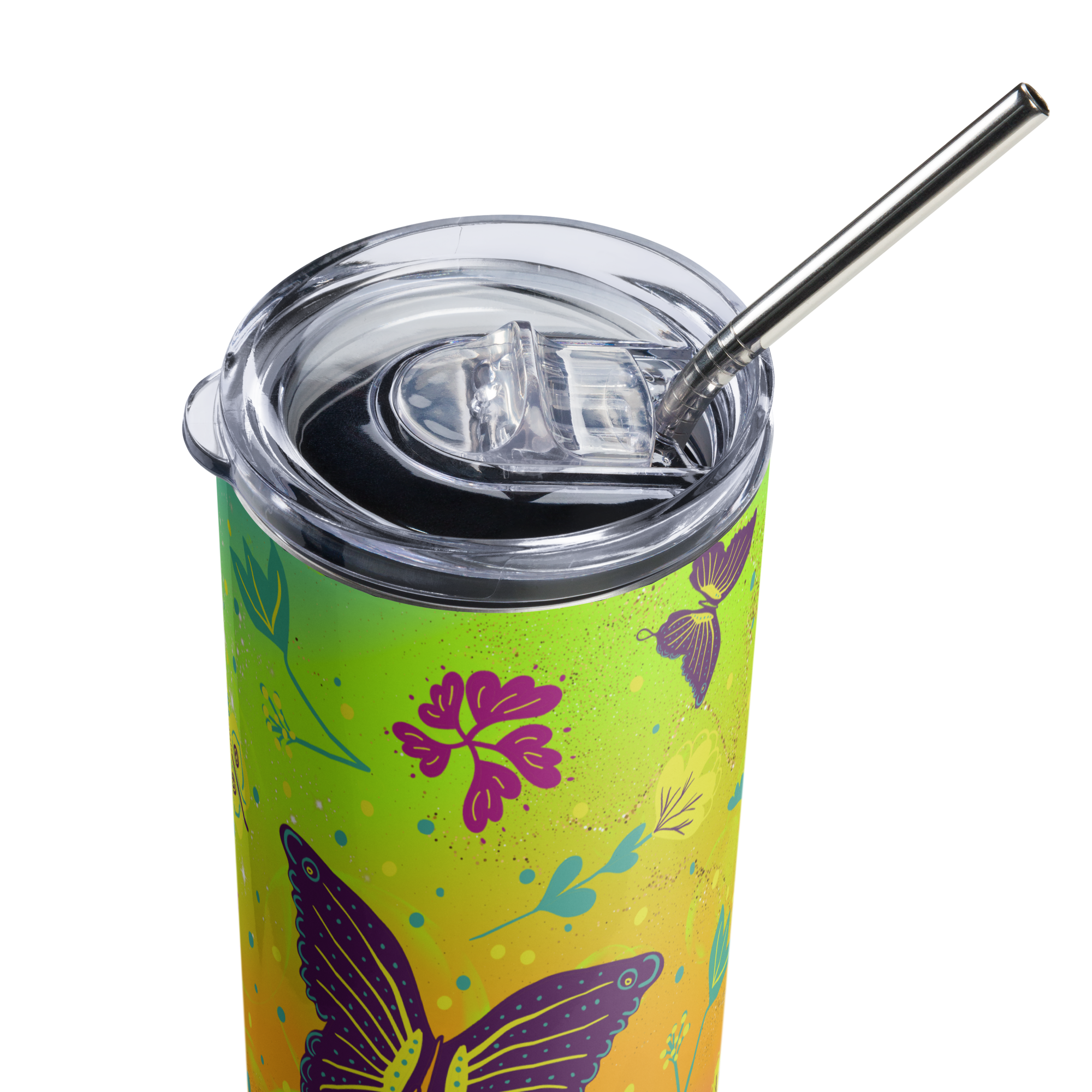 Rainbow Butterfly Neon Tumbler 20oz