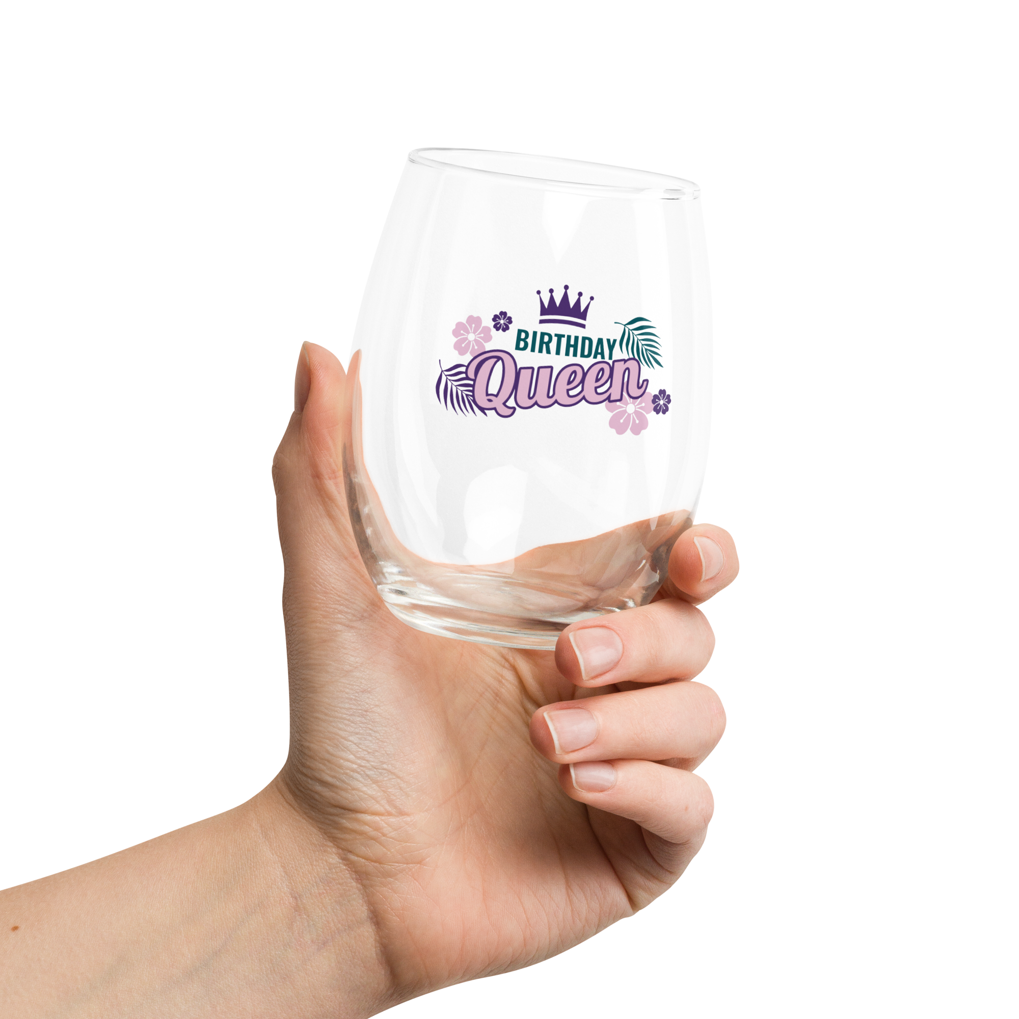 Birthday Queen Stemless Wine Glass 15oz