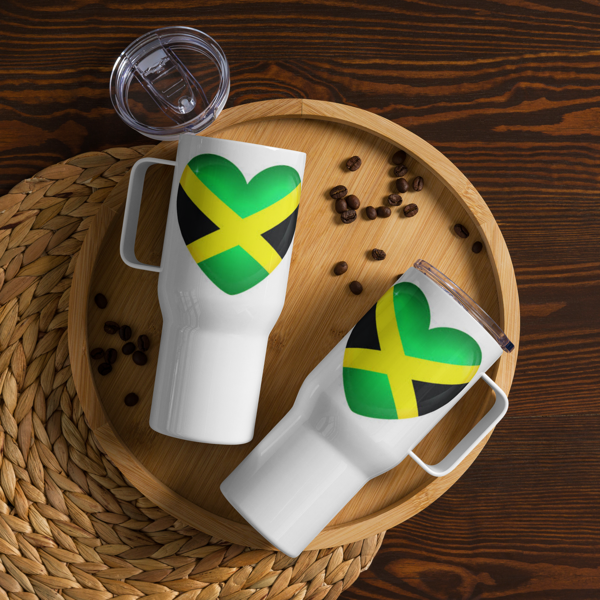 Jamaican Heart Travel mug with a handle 25oz