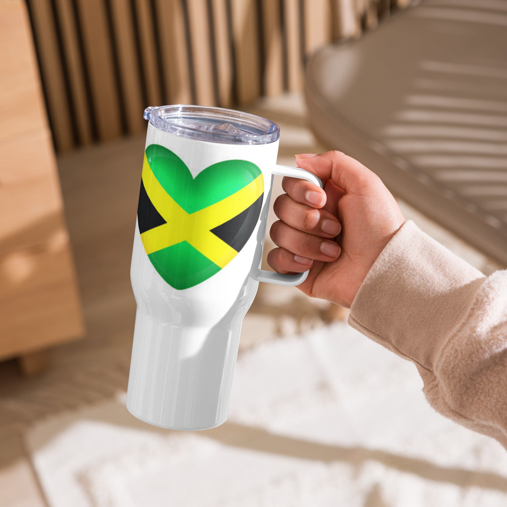 Jamaican Heart Travel mug with a handle 25oz