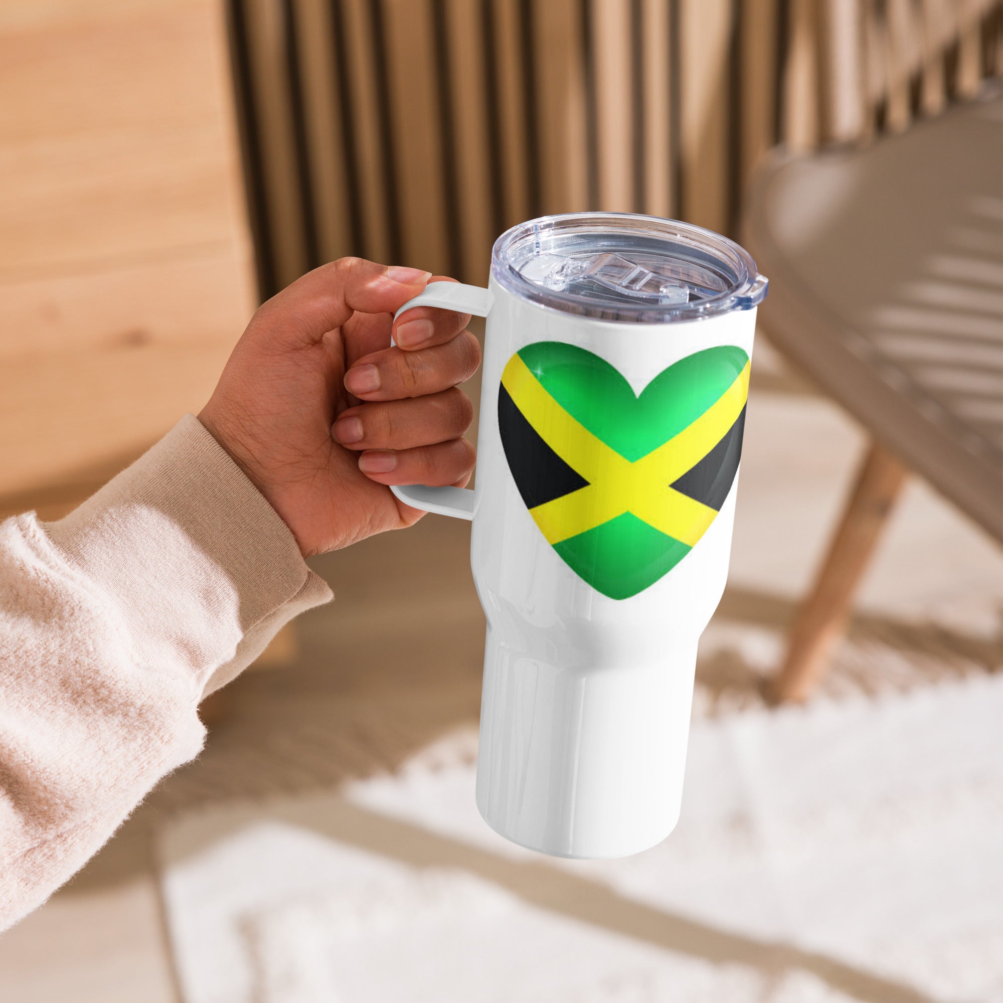 Jamaican Heart Travel mug with a handle 25oz